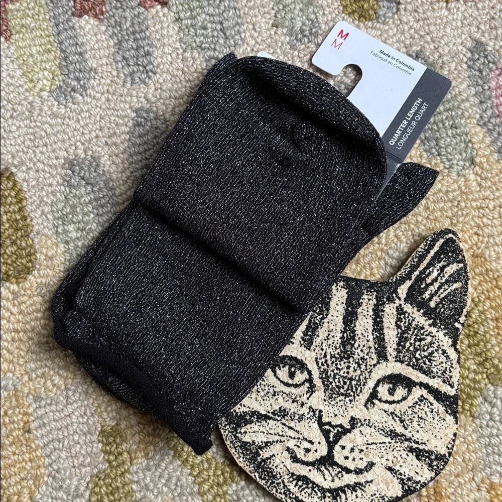 Lululemon NWT Daily Stride Sparkle Socks Black Moon/ Silver glimmer Medium